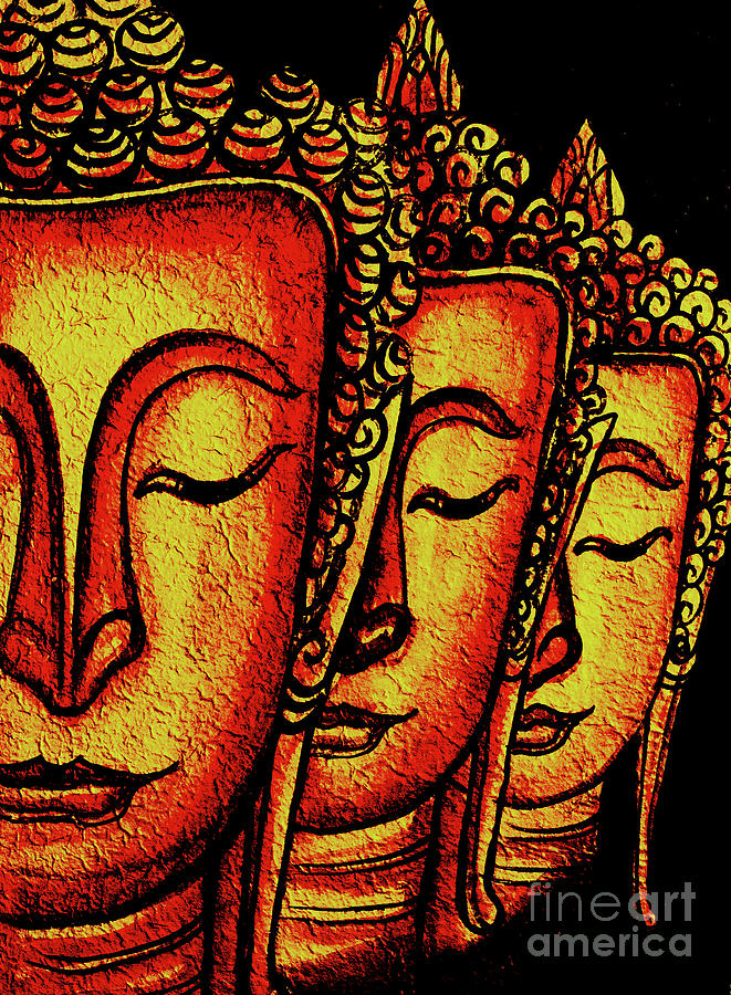 Laos Painting - A Third Of Buddha, Lao Collection by Jeffery Waz