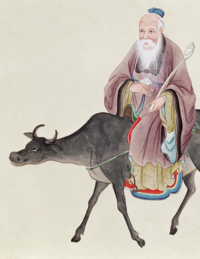 Lao Tzu on his buffalo Painting by Chinese School