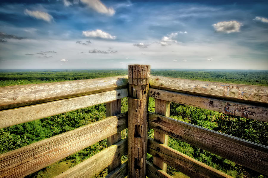 Lapham Peak Wisconsin - View from wooden observation tower Photograph by Jennifer Rondinelli Reilly - Fine Art Photography