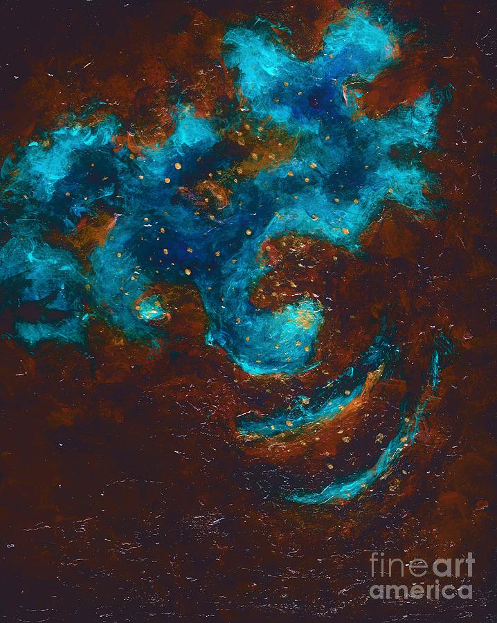 Lapis Lazuli Nebula  Painting by Allison Constantino
