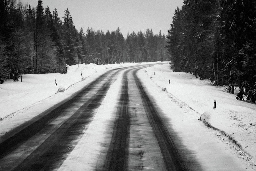 Lapland Frozen Highway Near Inari Finland Photograph by Adam Rainoff