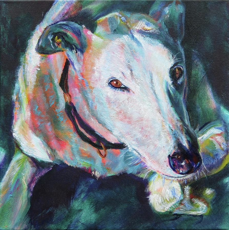 White greyhound in the Sun Painting by Karin McCombe Jones