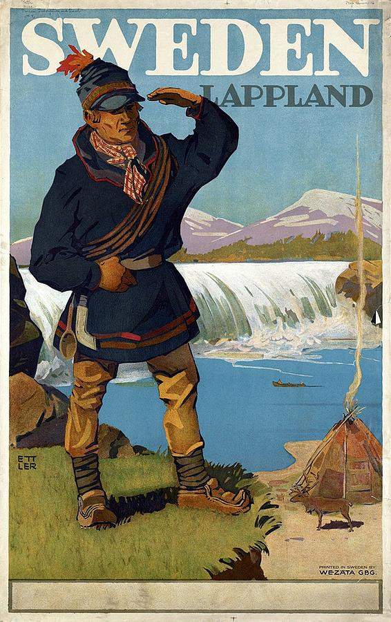 Lappland, Sweden - Retro Travel Poster - Vintage Poster Photograph