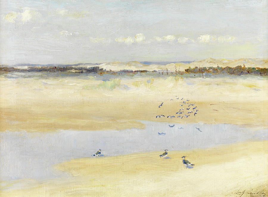 Lapwing Painting - Lapwings by the Sea by William James Laidlay