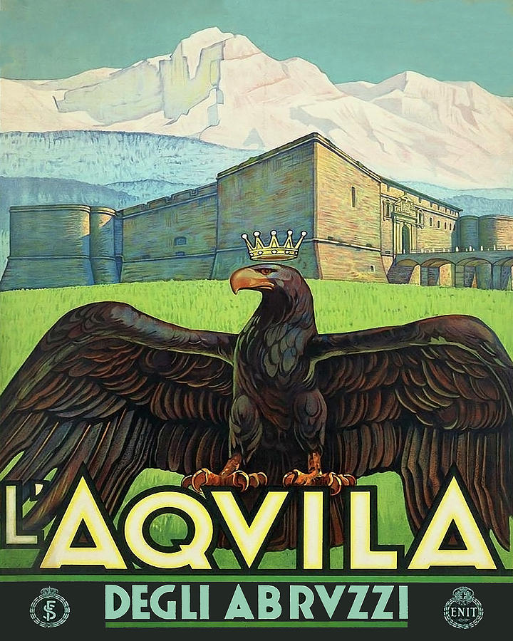 LAquila, Italy, fortress, eagle with crown Painting by Long Shot