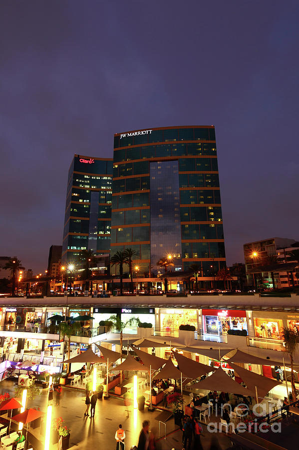 Larcomar Shopping Complex at Night Lima Photograph by James Brunker