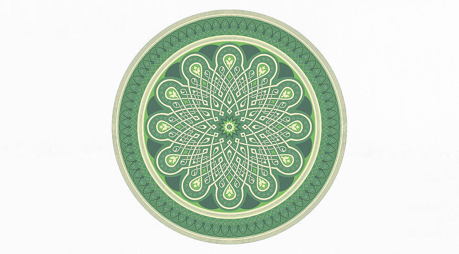 Abstract Digital Art - Large Art Prints - Good Luck - Green Mandala Art by Wall Art Prints