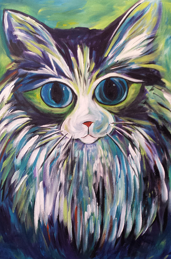 Large Eyed Cat Painting By Renee Vandevere - Fine Art America