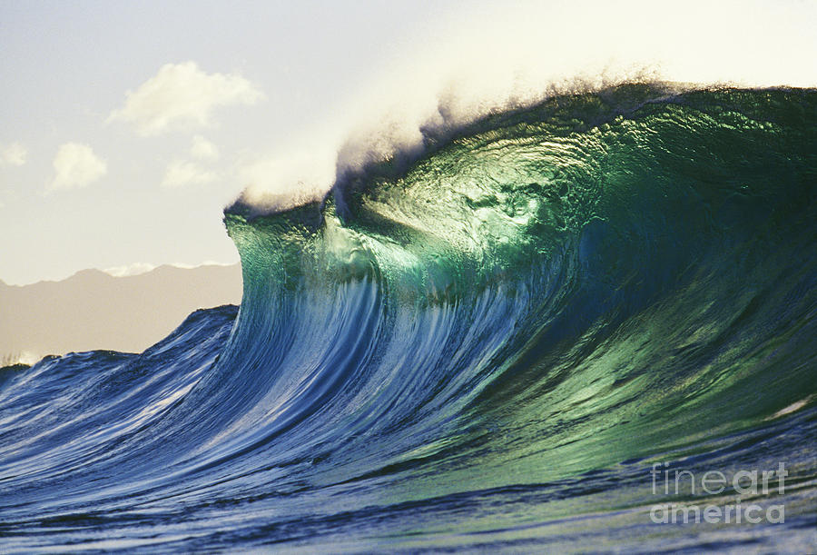 Large Green Blue Wave Photograph by Don King - Printscapes
