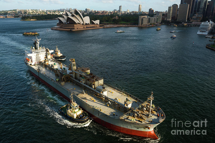 Large Oil Tanker going under Sydney Harbour bridge Photograph by Andrew Michael