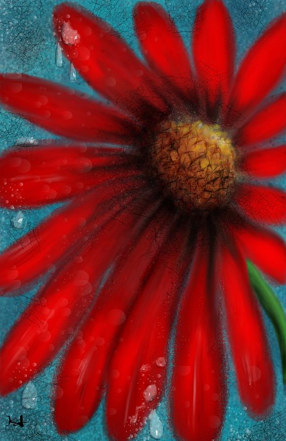 Large red Flower Digital Art by Kathleen Hromada