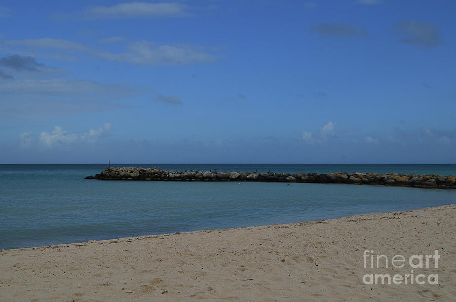 Large Rock Jetty on the Coast of Aruba Photograph by DejaVu Designs