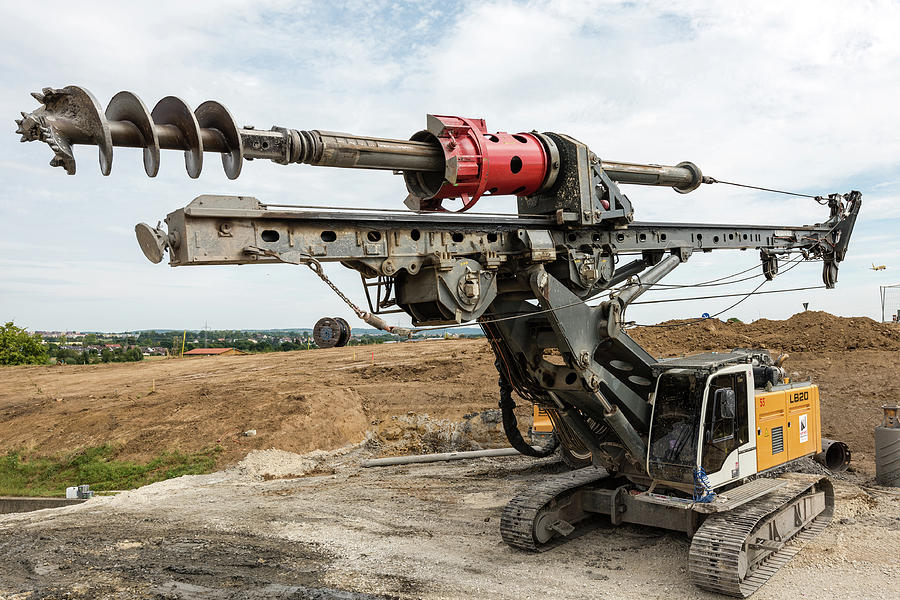 Tool Photograph - Large rotary drill on construction site by Frank Gaertner