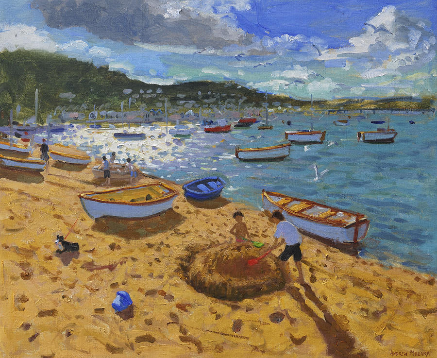 Beach Painting - Large sandcastle Teignmouth by Andrew Macara