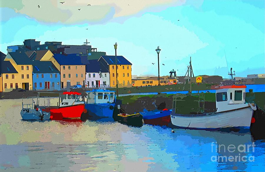 Large stretched canvas paintings available delivered  limited by number claddagh galway ireland Painting by Mary Cahalan Lee - aka PIXI