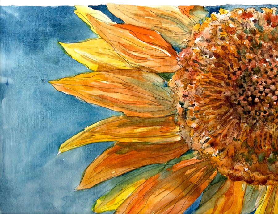 Large Sunflower Painting by Helen Krieger