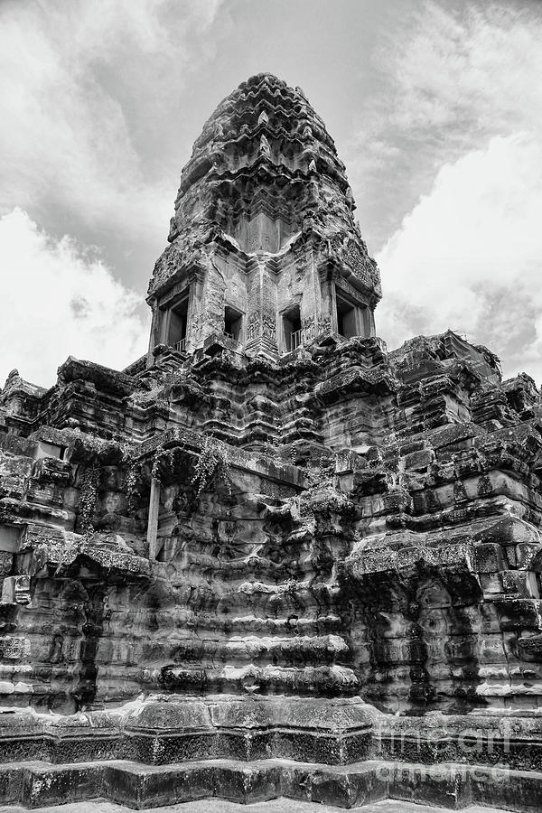 Large Temple Angkor Wat BW Cambodia  Photograph by Chuck Kuhn