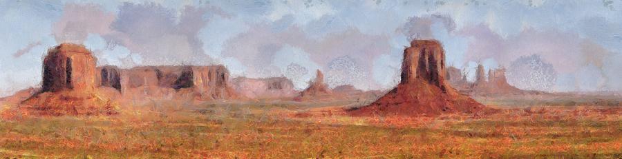 Sunset Painting - Large Utah Arizona Monument Valley Art Painting  by Wall Art Prints
