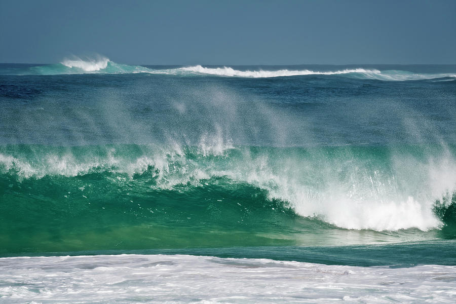 Large waves form along the North Shore at Haena Beach. Photograph by ...