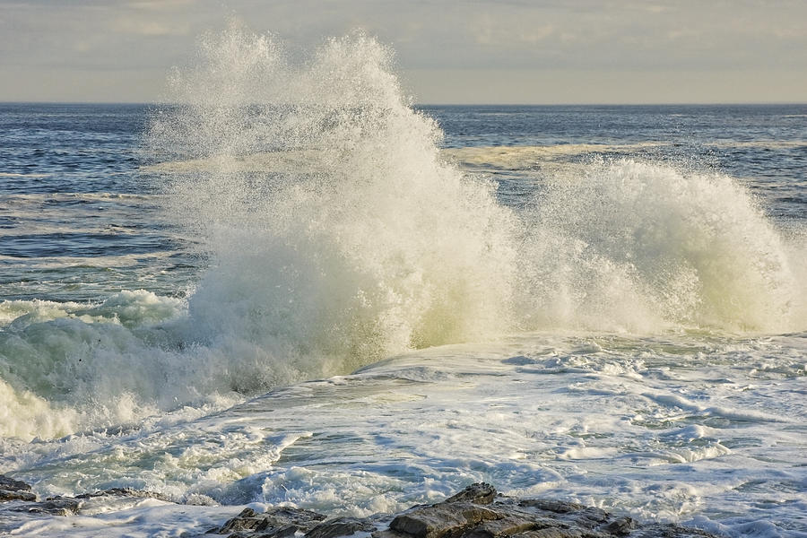 Large Waves On Rocky The Coast Of Maine Photograph by Keith Webber Jr