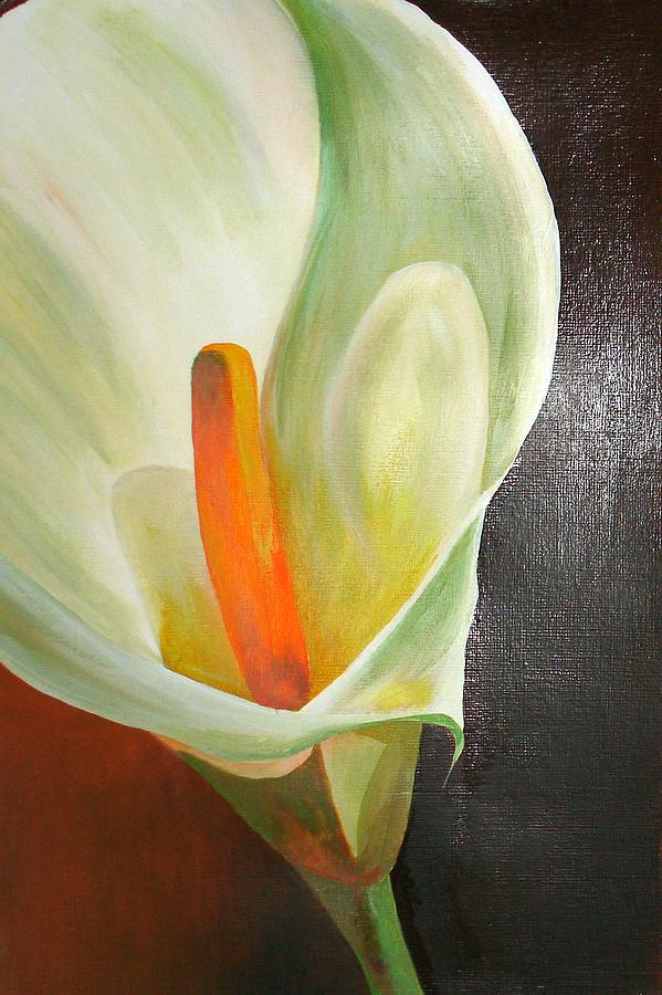 Large White Calla Painting by Taiche Acrylic Art