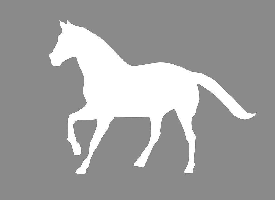 Large White Horse Silhouette On Light Gray Background Digital Art by ...