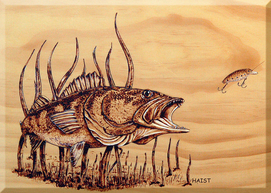 Largemouth Bass Pyrography by Ron Haist