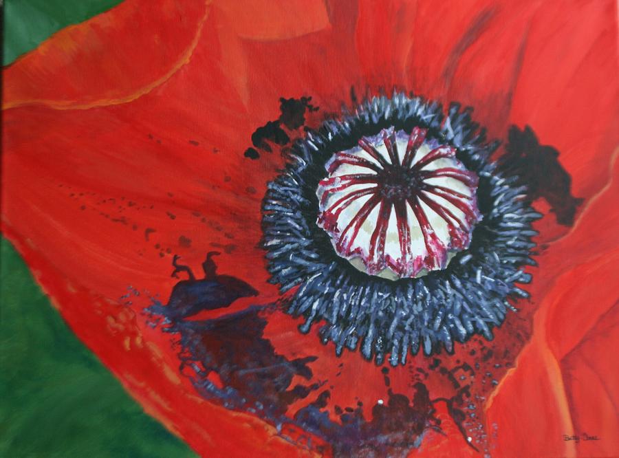Larger Poppy Center Painting by Betty-Anne McDonald