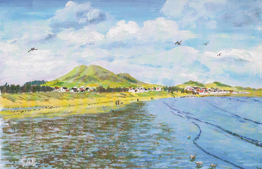 Beach Painting - Largo Law from Leven by Gerry Best