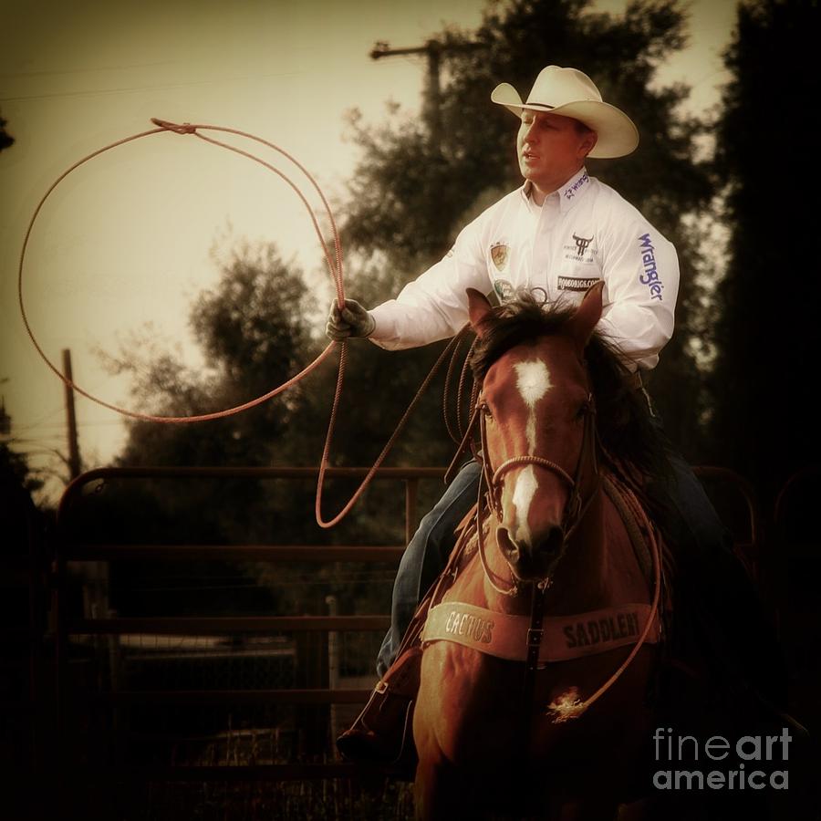 Lariat Lesson PRCA Cowboy Photograph by Gus McCrea