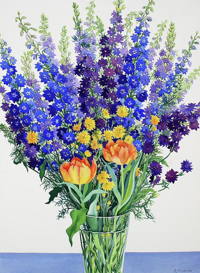 Still Life Painting - Larkspur and Delphiniums by Christopher Ryland