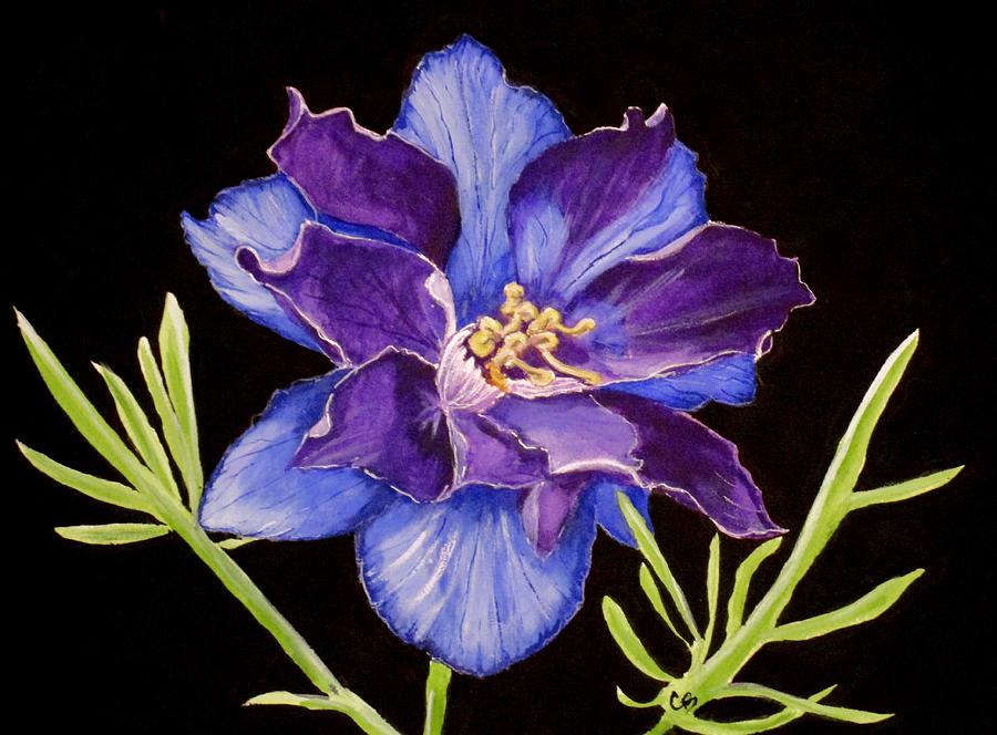 Flowers Still Life Painting - Larkspur by Carol Blackhurst