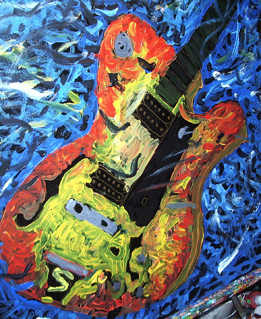 Larry Carlton guitar Painting by Neal Barbosa