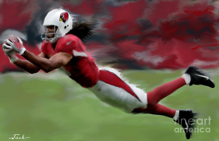 Larry Fitzgerald Painting by Jack Bunds Larry Fitzgerald Painting by Jack Bunds