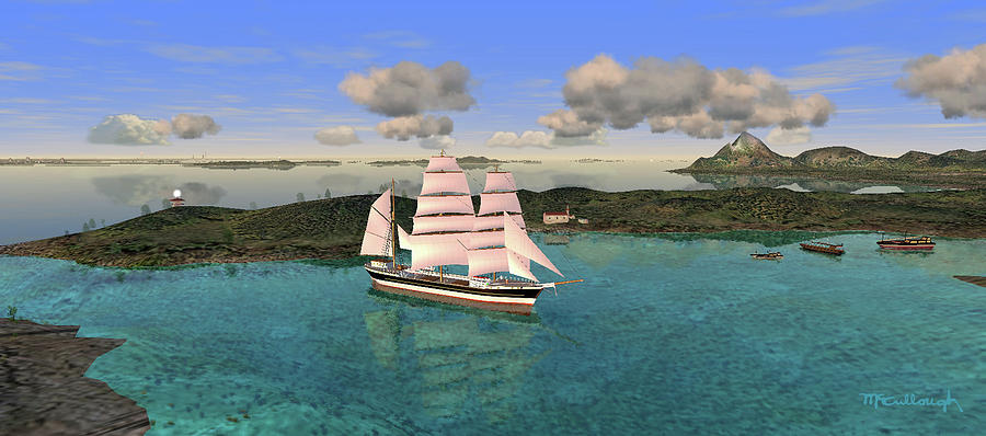 Larry Paine Clippership in the Panama Area Digital Art by Duane McCullough