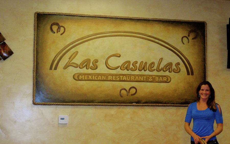 Las Casuelas Mexican Restaurant sign Painting by Leizel Grant