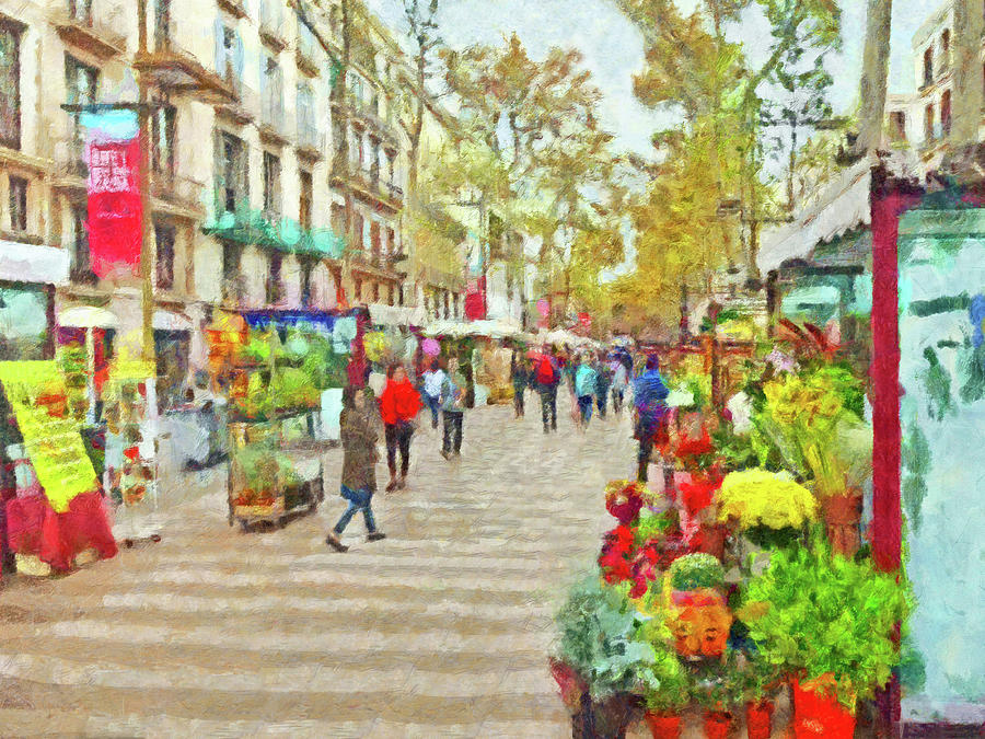 Las Ramblas In Barcelona Digital Art by Digital Photographic Arts