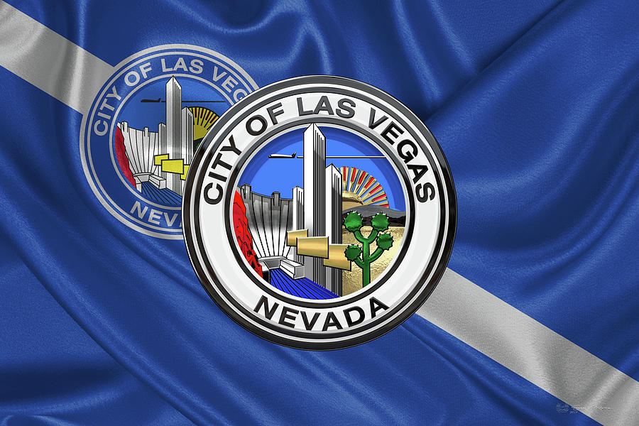Las Vegas City Seal over Flag  Digital Art by Serge Averbukh