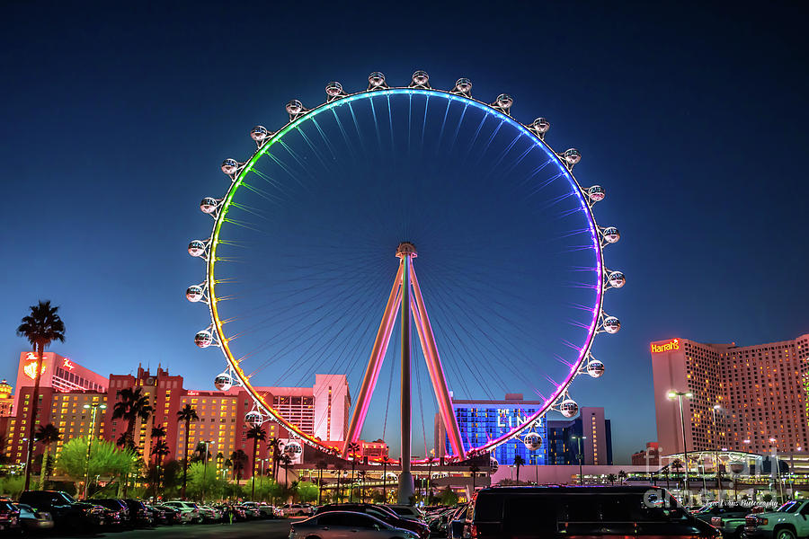 Las Vegas Photograph - Las Vegas High Roller at Dusk Rainbow Colors 2 by Aloha Art