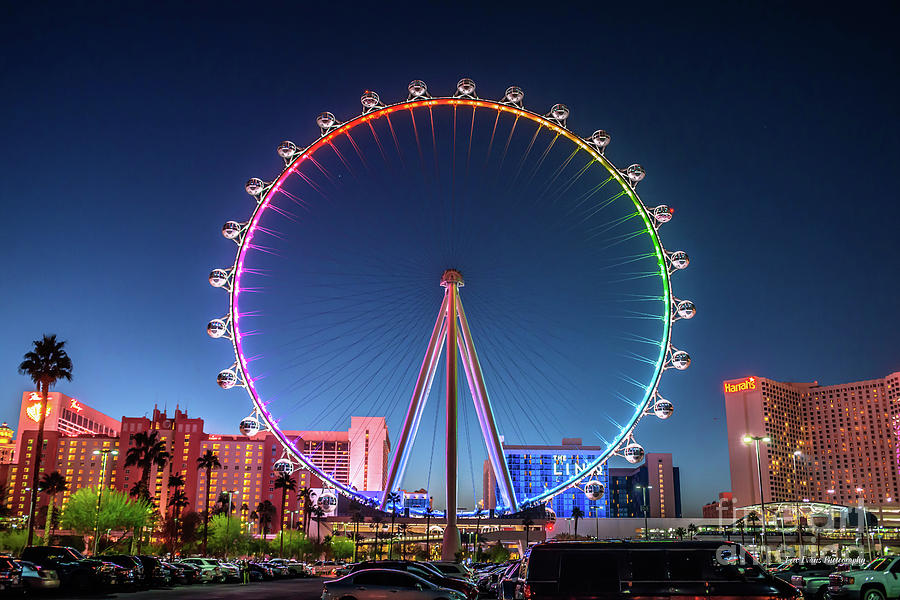 Las Vegas High Roller at Dusk Rainbow Colors Photograph by Aloha Art