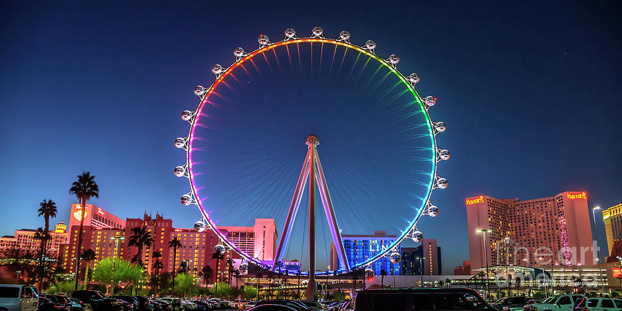Las Vegas Photograph - Las Vegas High Roller at Dusk Rainbow Colors Wide by Aloha Art