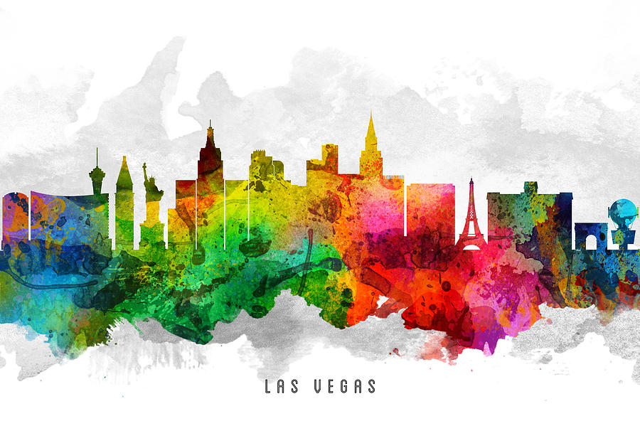Las Vegas Painting - Las Vegas Nevada Cityscape 12 by Aged Pixel
