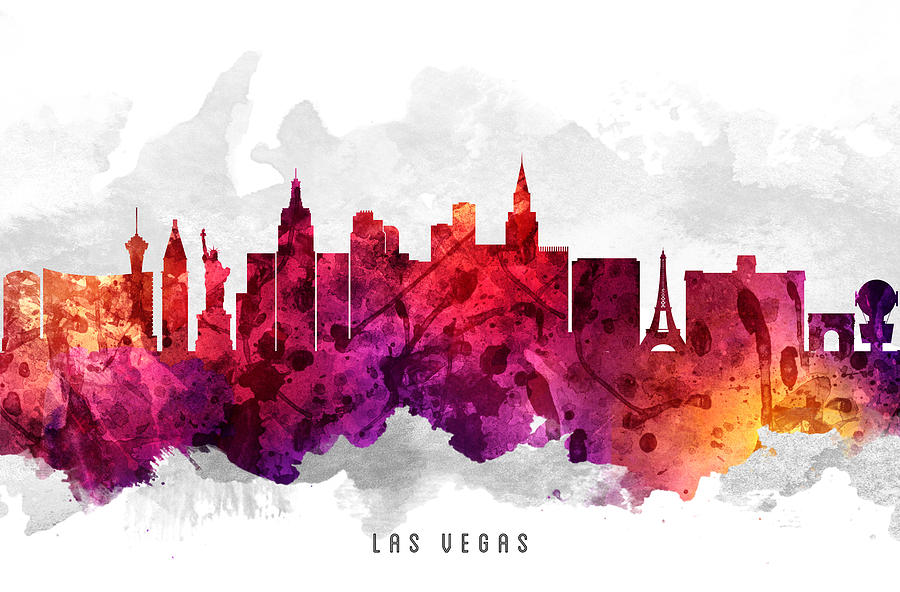Las Vegas Nevada Skyline color 03SQ Shower Curtain by Aged Pixel - Pixels