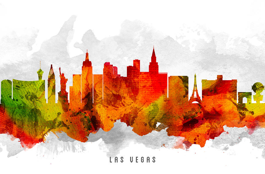 Las Vegas Painting - Las Vegas Nevada Cityscape 15 by Aged Pixel