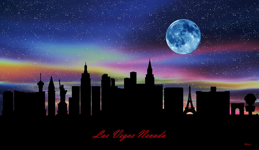 Las Vegas Nevada Twilight Skyline Digital Art by Gregory Murray