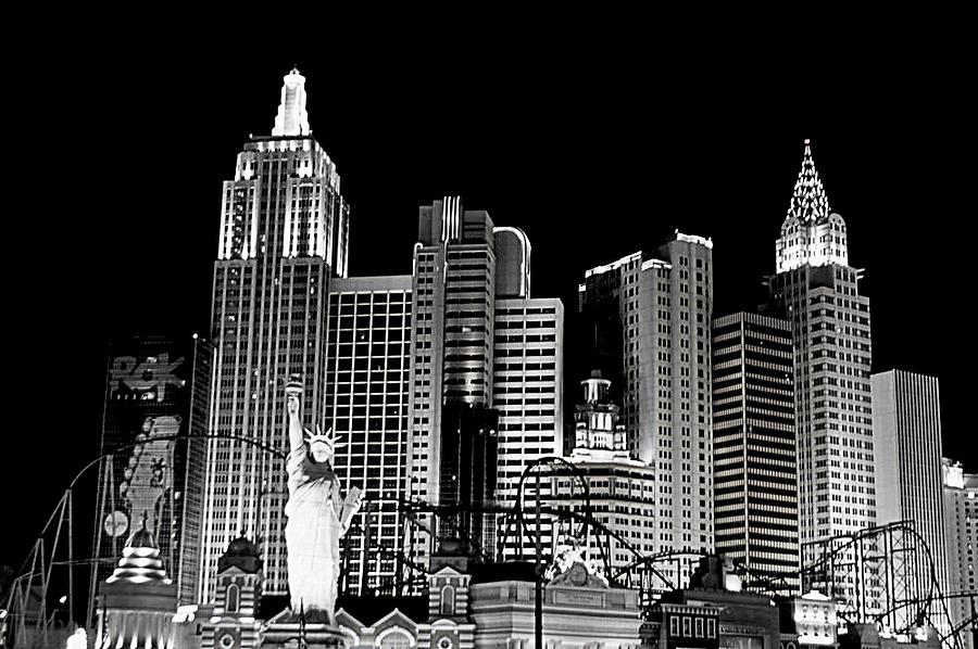 Las Vegas Night Mono 1 Photograph by John Hughes