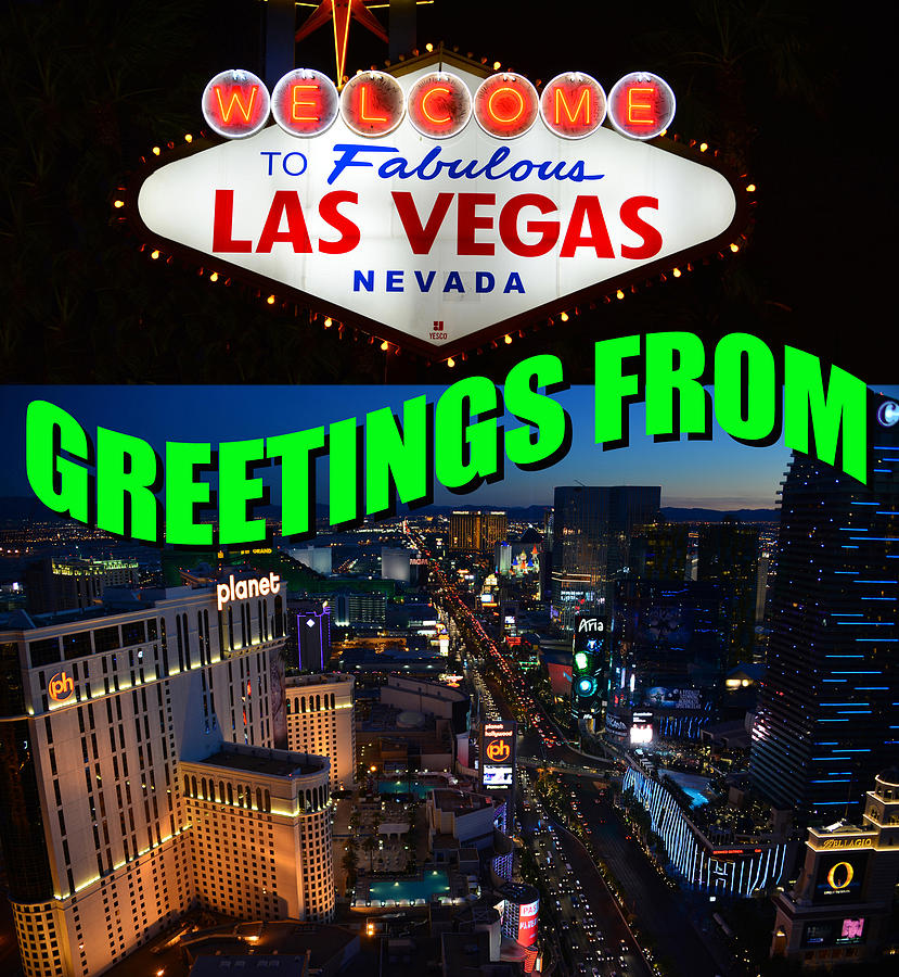 Las Vegas nightlife custom postcard Photograph by David Lee Thompson