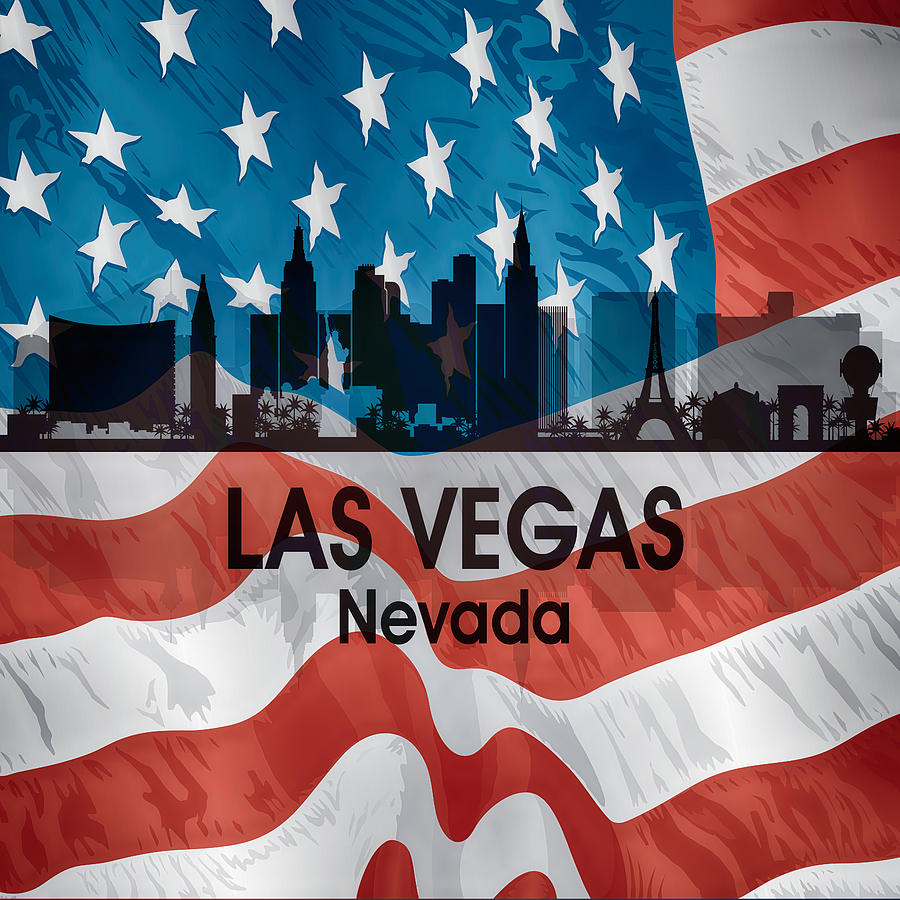 Las Vegas NV American Flag Squared Digital Art by Angelina Tamez