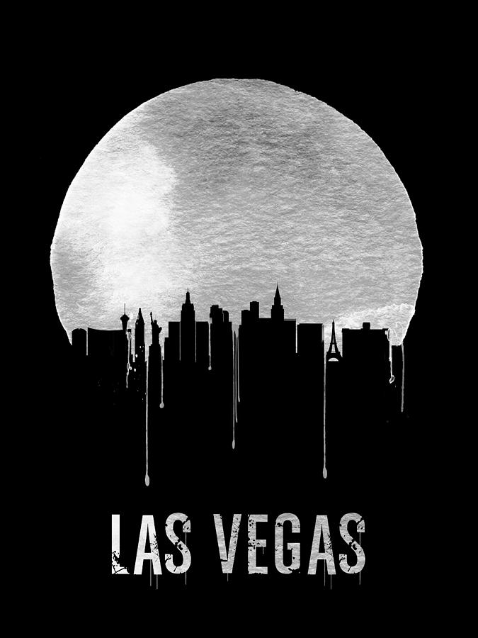 Las Vegas Painting - Las Vegas Skyline Black by Naxart Studio