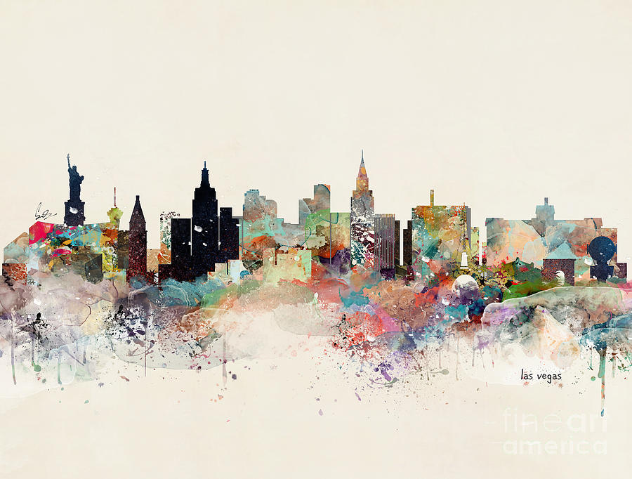 Las Vegas Painting - Las Vegas Skyline by Bri Buckley